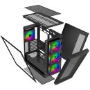 EVOLVEO Scorpio, Big Tower / 4x ARGB / sklo+mriežka SCORPIO-BK-4