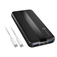 Power banka Natec TREVI SLIM Q V2 10000mAh, 2X USB-A 18W, 1X USB-C 20W, USB-C - USB0-C kábel, čierna NPB-2294