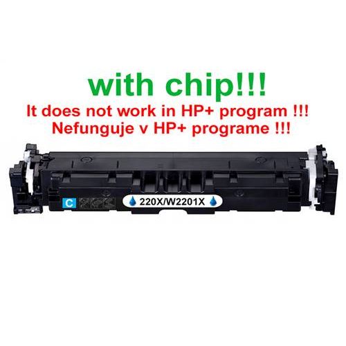 Kompatibilný toner pre HP 220X / W2201X-Plne funkčný čip! Cyan. Nefunkčné v programe HP+!!! 5500 strán