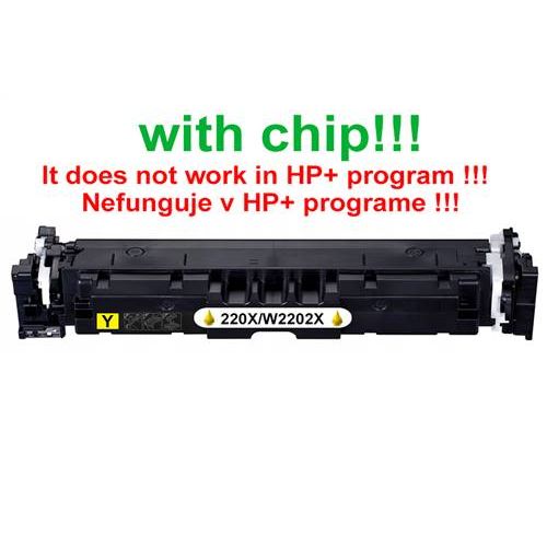 Kompatibilný toner pre HP 220X / W2202X-Plne funkčný čip! Yellow. Nefunkčné v programe HP+! 5500 strán