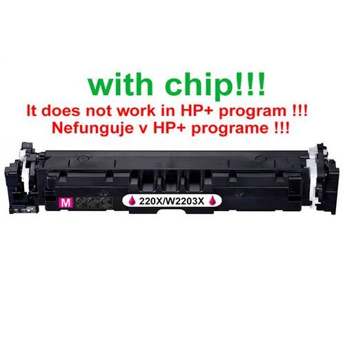 Kompatibilný toner pre HP 220X / W2203X-Plne funkčný čip! Magenta. Nefunkčné v programe HP+! 5500 strá