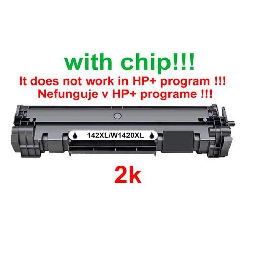 Kompatibilný toner pre HP 142XL / W1420XL-Plne funkčný čip! Black.Nefunkčné v programe HP+!! 2000 strá