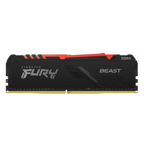 Kingston FURY Beast / DDR4 / 8GB / 3200MHz / CL16 / 1x8GB / RGB / Black KF432C16BBA / 8
