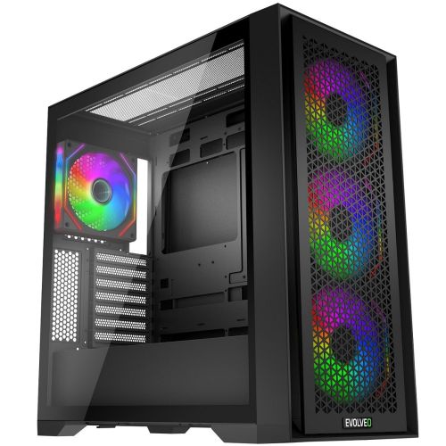 EVOLVEO Rhino, eATX / ATX / 4x ARGB 120mm / bočnice RHINO-BK-4