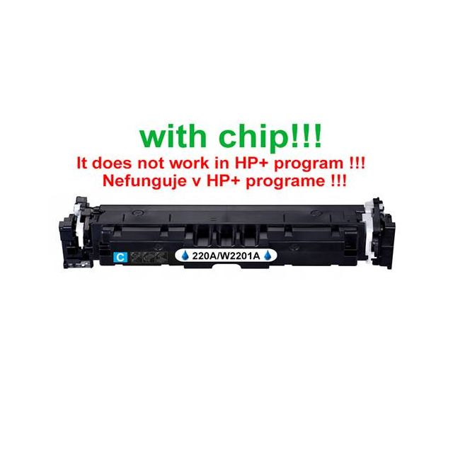 Kompatibilný toner pre HP 220A / W2201A-Plne funkčný čip! Cyan. Nefunkčné v programe HP 1800 strán