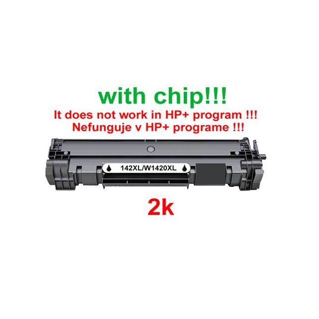 Kompatibilný toner pre HP 142XL / W1420XL-Plne funkčný čip! Black.Nefunkčné v programe HP+!! 2000 strá